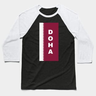 Doha City in Qatar Flag Vertical Baseball T-Shirt